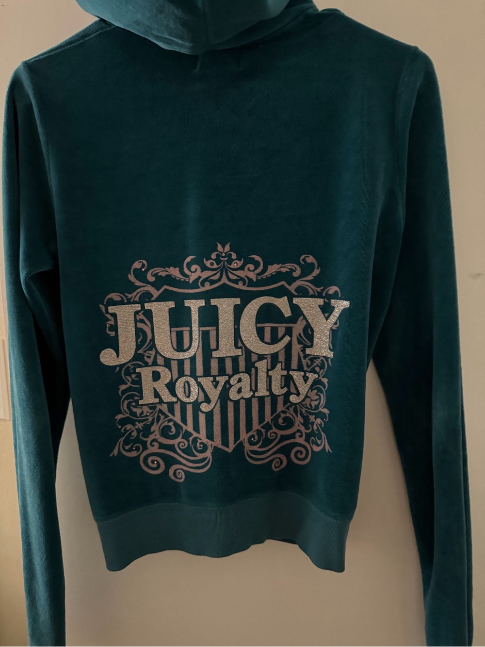 Juicy Couture Teal Velvet 'Juicy Royalty' Hoodie
